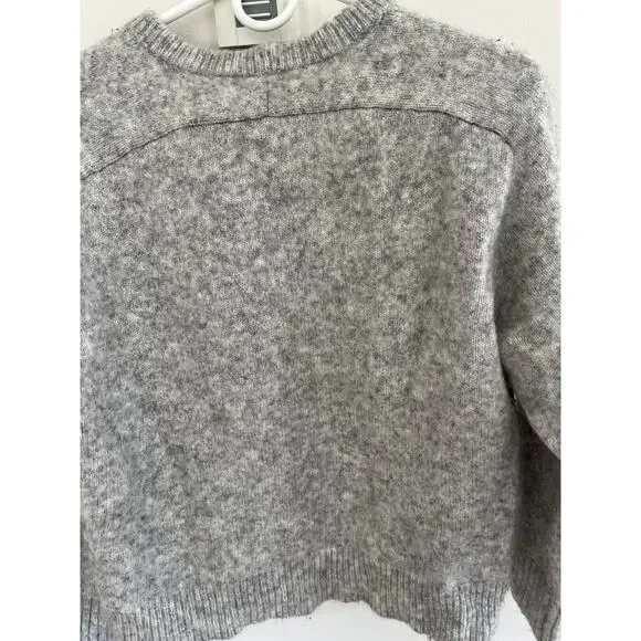 J Crew Reimagined By Womens L Light Gray Cropped Crewneck Sweater Pullover - Picture 6 of 6